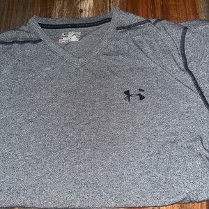 Under Armour Heather Black V-Neck Performance Tee with Black Logo